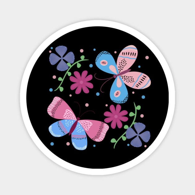 Pink and Blue Butterflies Magnet by Forever Tiffany